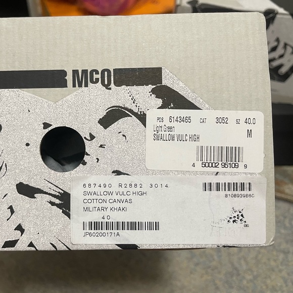 Men’s Size 7 (Euro Sz 40) MCQ By Alexander McQueen High-top Sneakers Olive/White - Picture 9 of 17